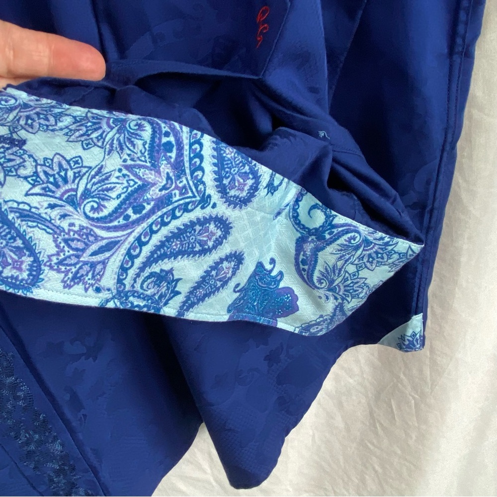 Robert Graham Blue Floral Texture Long Sleeve Button Up Dress Shirt 3XL - Picture 4 of 10